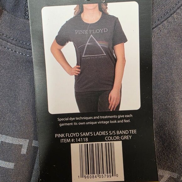 Pink Floyd Dark Side of the Moon Shirt Ladies Grey Vintage Wash Band Tee S/M - Picture 6 of 8